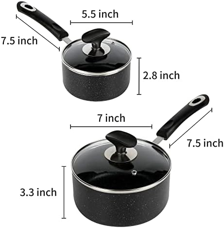 Nonstick Saucepan Set - 1 Quart and 2 Quart,Ultra Non Stick Sauce Pan