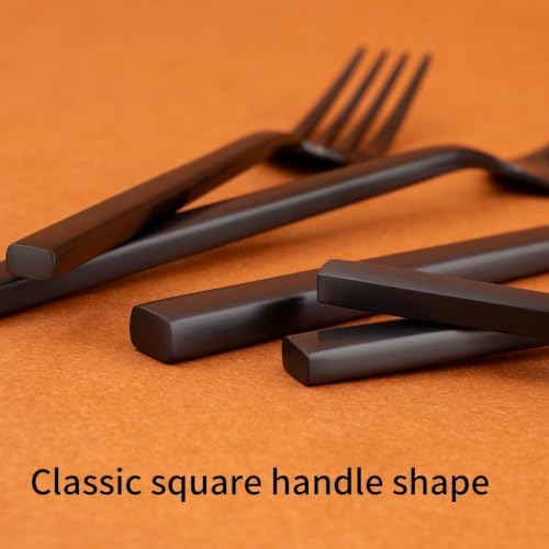 Alata Cube Black 20-Piece Forged Stainless Steel Matte Flatware Set
