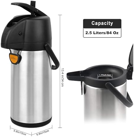 Airpot Coffee Dispenser Thermal with Pump,2.5L/85 Oz Insulated