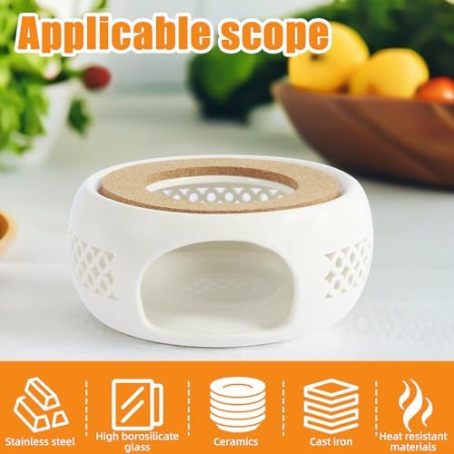 Teapot Warmer - Ceramic Teapot Heater with Cork Cushion - Heat