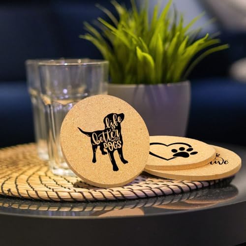 Coasters for Drinks with Set of 6, Cute Dog Coaster for New Home