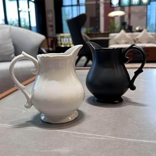 WAIT FLY Vintage Embossed Ceramic Creamer and Sugar Bowl Set, Cream