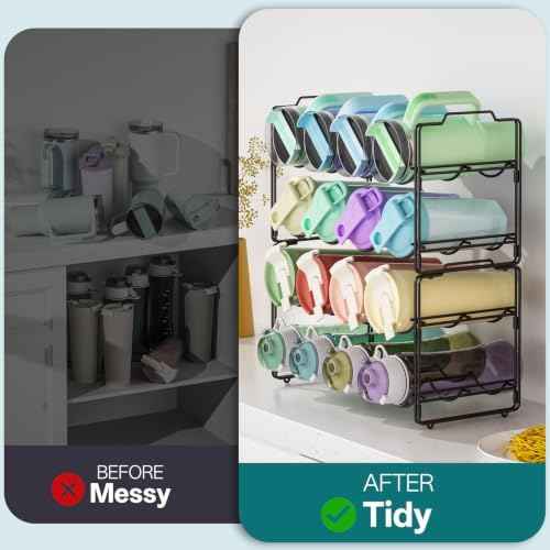 DTUQYX Stackable Water Bottle Organizer for Stanley, 4 Tier Metal