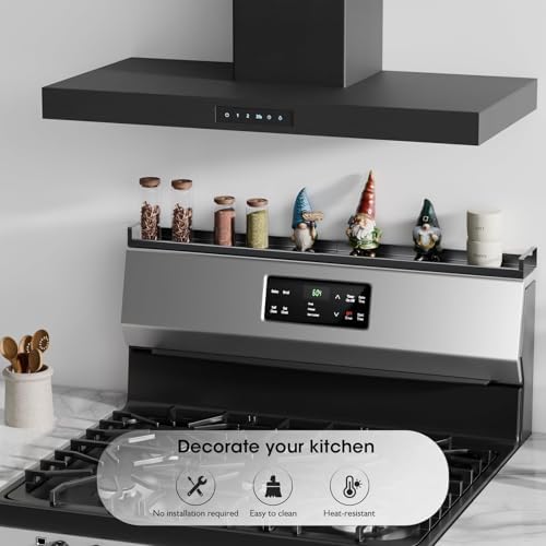 Bumusty 30" Adjustable Magnetic Stove Top Shelf, Matte Black