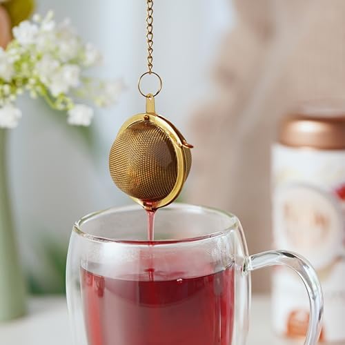 Pinky Up Gold Metal Ball Tea Infusers for Loose Tea - Stainless Steel
