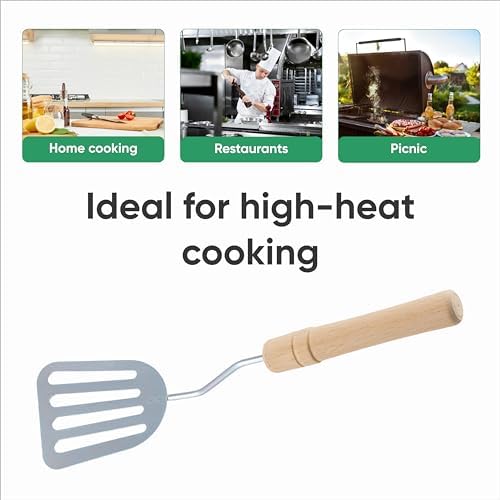 Stainless Steel Slotted Spatula - Kitchen Metal Turner for Cooking