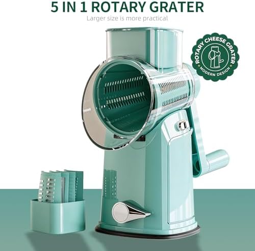 The CoveCarol Rotary Cheese Grater, 5 Blades, Green