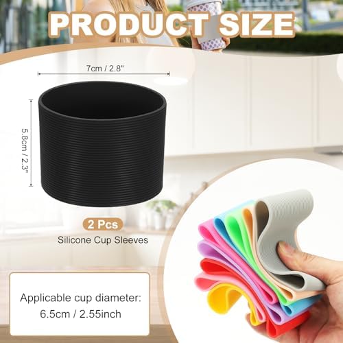 uxcell Silicone Coffee Cup Sleeve, 2 Pcs, Black