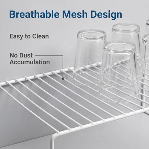 iPEGTOP Set of 6 Kitchen Cabinet Shelf Organizer, Medium (13 x 9.4 Inch) Bathroom Cabinet Organization Wire Shelf Rack, Rustproof Storage Space Saver Shelves for Countertops Pantries Utensils -White