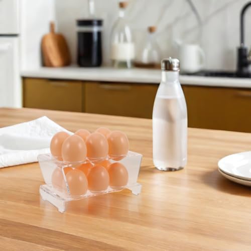 Acrylic Fridge Egg Organizer Drawer Tray, Stackable 2 Layer 12 Count
