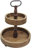 CVHOMEDECO. Rustic 2 Tiered Tray Stand Farmhouse Wood Serving Tray