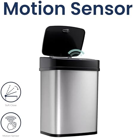 Ninestars Automatic Trash Can, 3 Gallon, Black