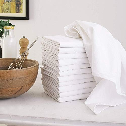 DG Collections 100% Cotton Flour Sack Towels – 12 Pack, 27x27 Inches