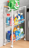 AOODA 3-Tier Laundry Cart with Detergent Holder, White