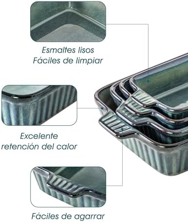 vancasso Ceramic Baking Dish Set of 4, Green