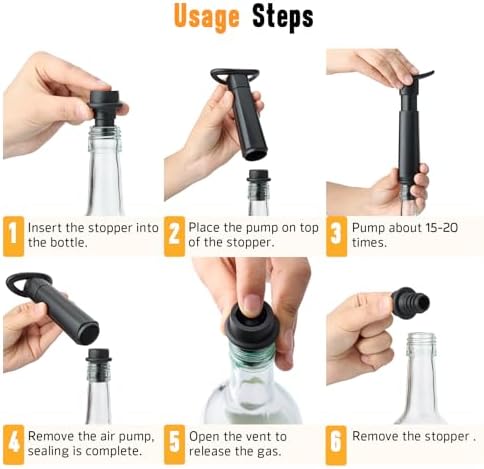 OWO Wine Vacuum Pump with 4 Stoppers, Wine Saver & Preserver, Food