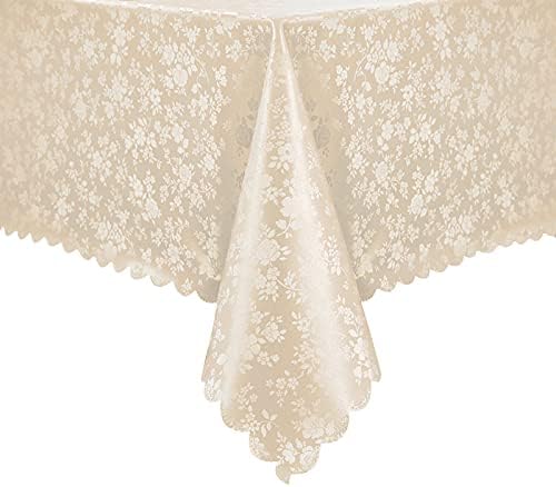Romanstile Waterproof Vinyl Tablecloth Rectangle, 60 x 84 Inch, Rose