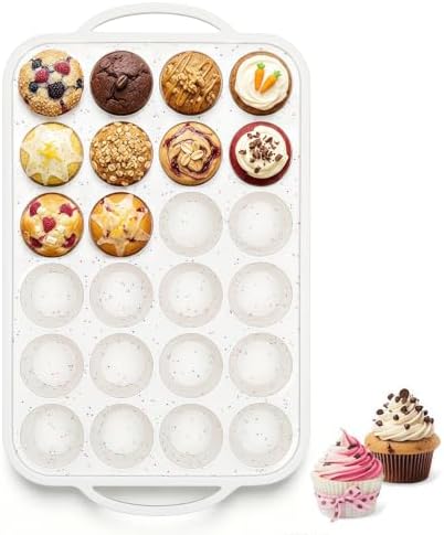 Vinino Mini Muffin Pan with Metal Reinforced Frame-1Pack, Silicone