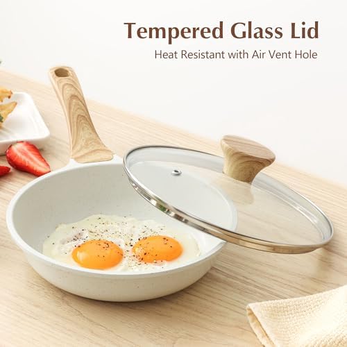 SENSARTE 8/9.5/10/11/12.5In Nonstick Ceramic Frying Pan with Lid