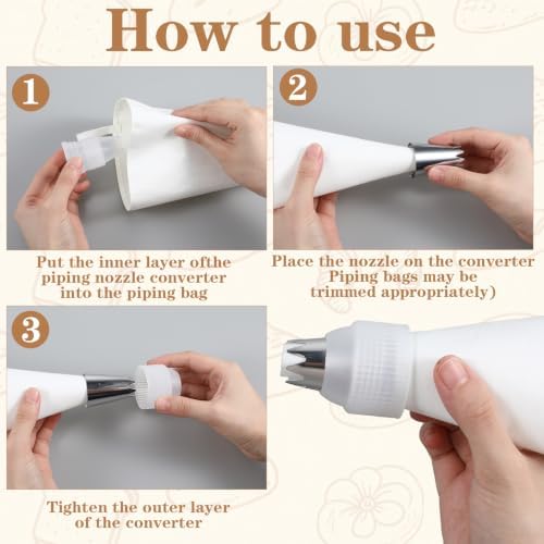 12 Pcs Plastic Piping Couplers for Piping Bags,Size S,L,M,XL