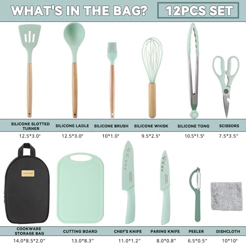 Camping Silicone Cooking Utensils Set for Travel BBQ