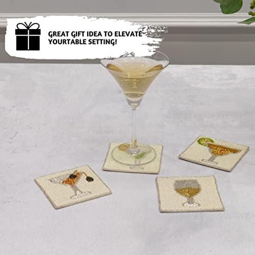 Folkulture Coasters Set of 4 for Drink, Coffee Bar Accessories, Table