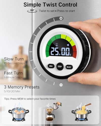 Digital Magnetic Kitchen Timer, Rechargeable, Loud Alarm