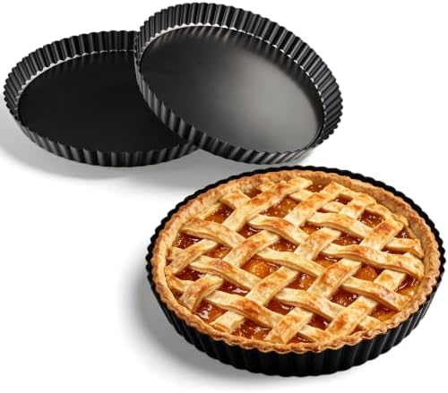 2 Pack 9 Inch Tart Pan,Removable Bottom,Nonstick Carbon Steel Quiche