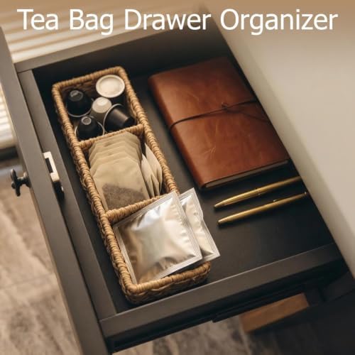 3-Compartment Braided Tea Bag Organizer For Countertop Or Drawer