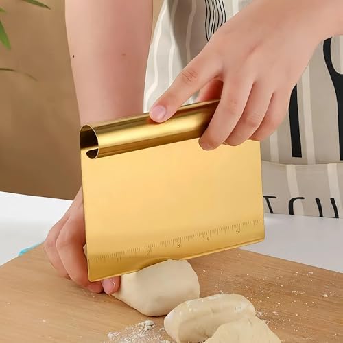 2 Pack Stainless Steel Dough Scraper with Measuring Scale,Bench