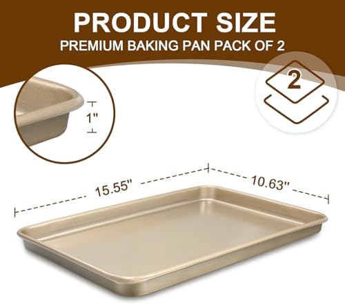 Wildone Baking Sheet Pan Set of 2, Nonstick Cookie Sheets for Baking