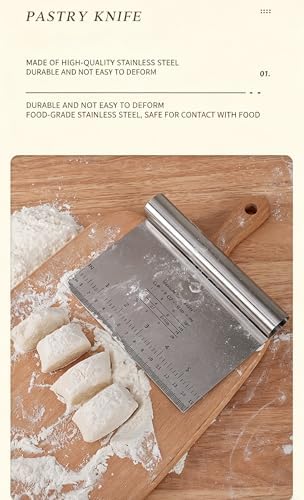 2PCS Stainless Steel Dough Scraper Bench Scraper with Measurement