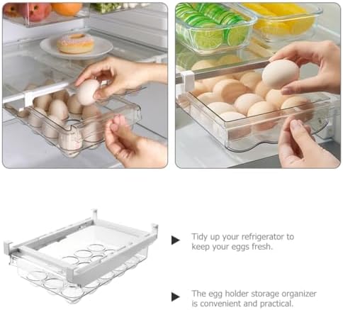 Fridge Egg Organizer Dispenser, 15 Count ABS Plastic Kitchen Storage