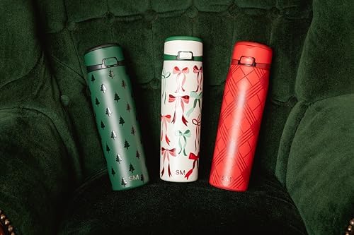Simple Modern Christmas Water Bottle with Straw & Handle | 24oz | Bows