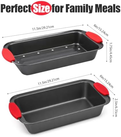 2 Piece Meatloaf Pan with Drain Tray, Nonstick Carbon Steel Loaf Pan