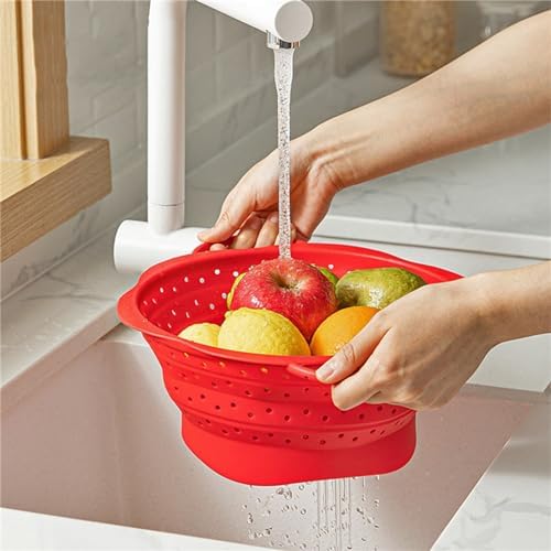 Drainage Basket Silicone Collapsible Colander Strainer Food Strainers