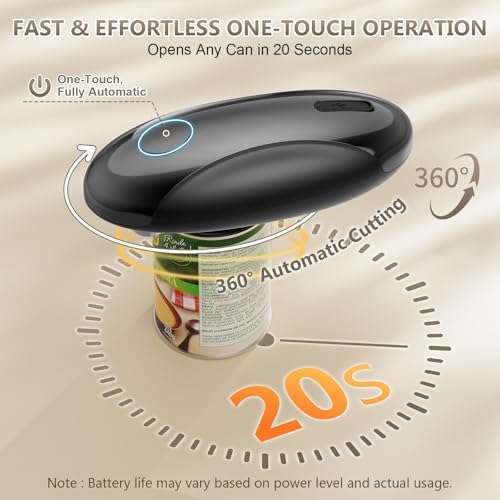 Electric Can Opener, Fast One-Touch Automatic Rechargeable Can Opener
