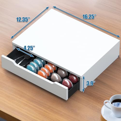 Deco Brothers Wood Top Vertuo Pod Holder Drawer with Divider & Side