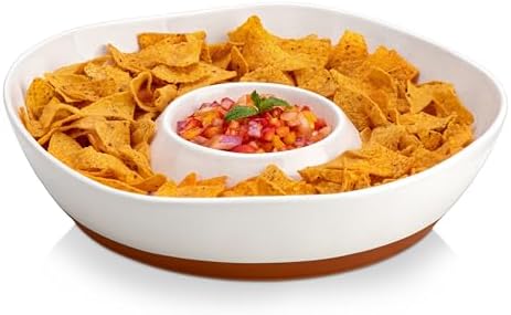 MALACASA Ceramic Chips and Dip Serving Tray, 12 Inch Dip Serving Tray