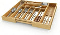 Expandable Bamboo Silverware Drawer Organizer, 20" Wide, 9