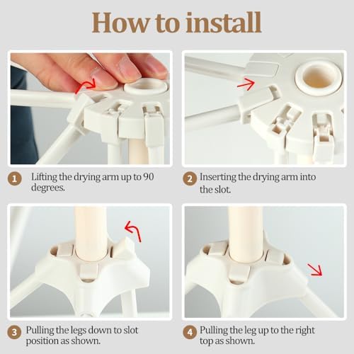 Ourokhome Collapsible Pasta Drying Rack, 10 Arms, White