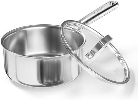 Cooker King 1.5 QT Sauce Pan, Tri-Ply Clad Stainless Steel Pot with