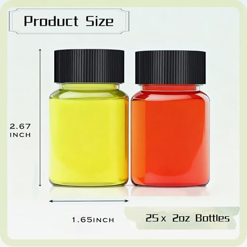 25 Pack 2 oz Shot Bottles with Caps, Wide-Mouth Plastic Bottles for