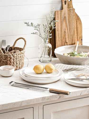 LE TAUCI 8 Inch Ceramic Salad Plates Set of 4, Modern White Appetizer