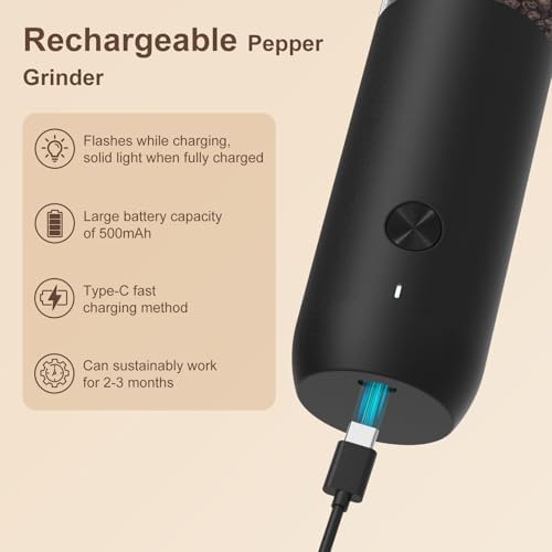 Ultrean Rechargeable Electric Salt and Pepper Grinder Set