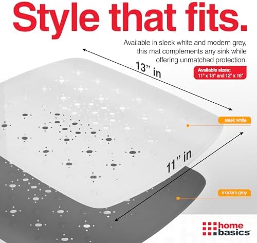 Home Basics Kitchen Sink Mat, White, 11" x 13"