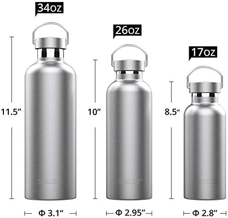 Triple Tree 34OZ Vacuum Insulated Stainless Steel Water Bottle, Double
