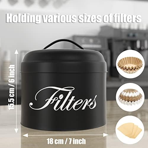 Coffee Filter Holder with Lid, Black Coffee Bar Accessories