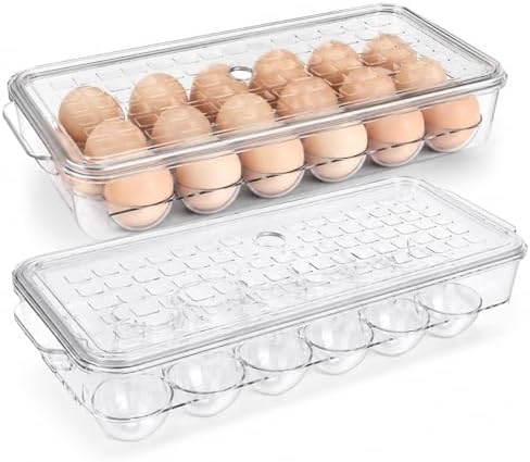 2-Pack 18-Egg Refrigerator Holders with Lids