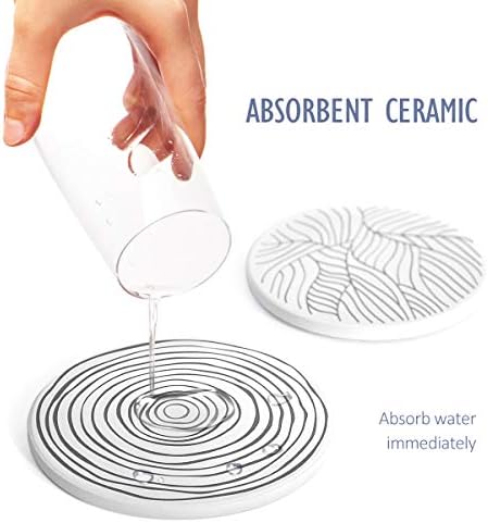 Absorbing Stone Coasters for Drinks Cork Base, with 2 Holder, for